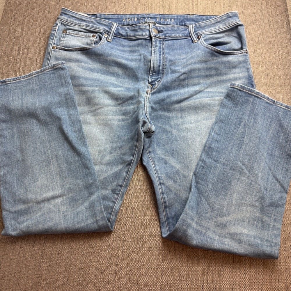 American Eagle Mens Ne(x)t Level Airflex Straight Jeans Blue 42x32 Light Wash